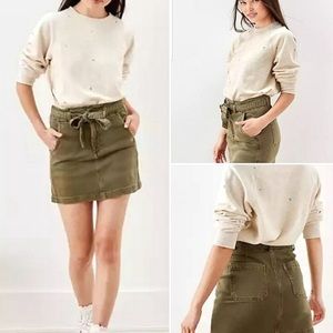 AE tie waist paper bag denim high waist skirt